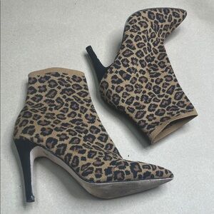 Leopard Print Ankle Boots Sock Booties MIA Size 7